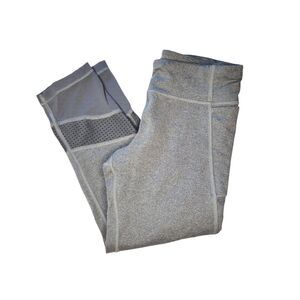 Athleta Girl Refuel Mesh Capri Leggings Size L/12 Gray Stretch Skinny Pants